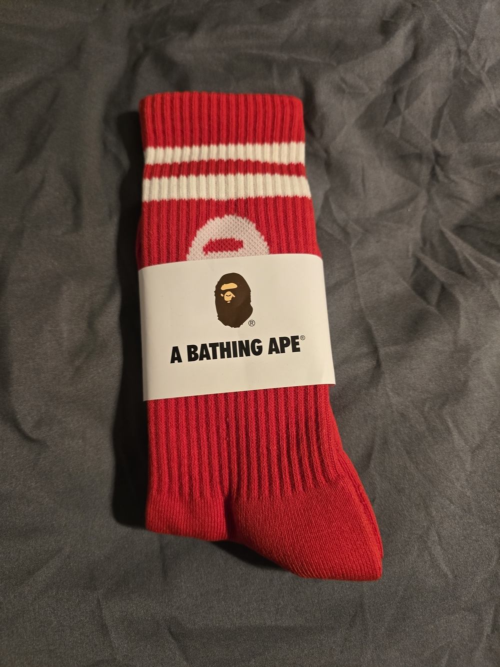 Bape Red Crew Socks